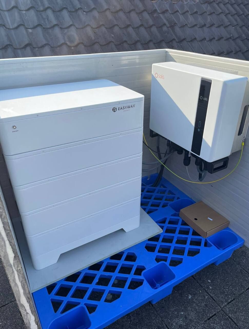 Thuisbatterij op een dakterras